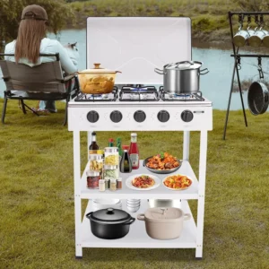 Gas Stove 5 Burner, Stand and Wind Block Cover