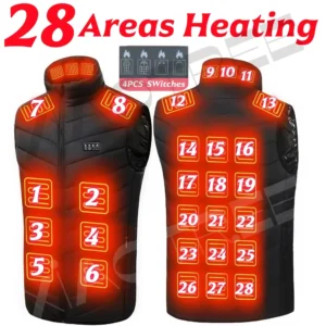28 Areas Heated Vest Electric USB Charging